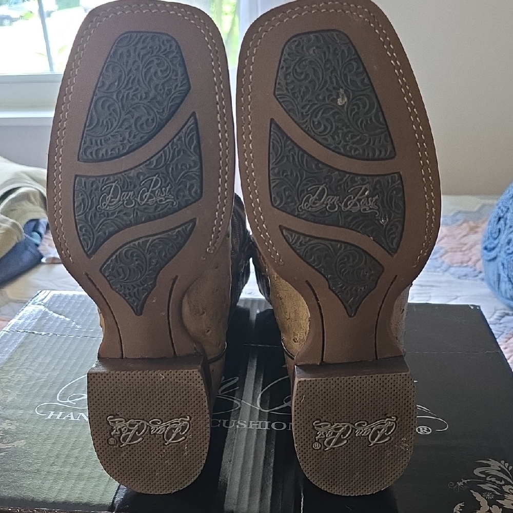 Dan Post Tan and Brown Heeled Boots - Picture 3 of 4